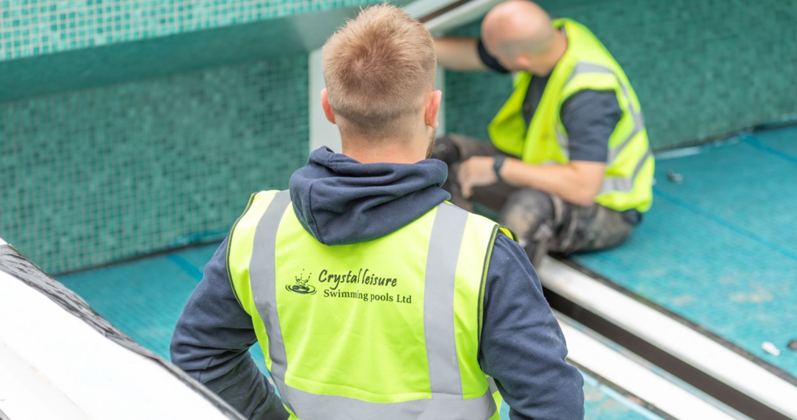 Crystal Leisure engineers installing the pool pipework