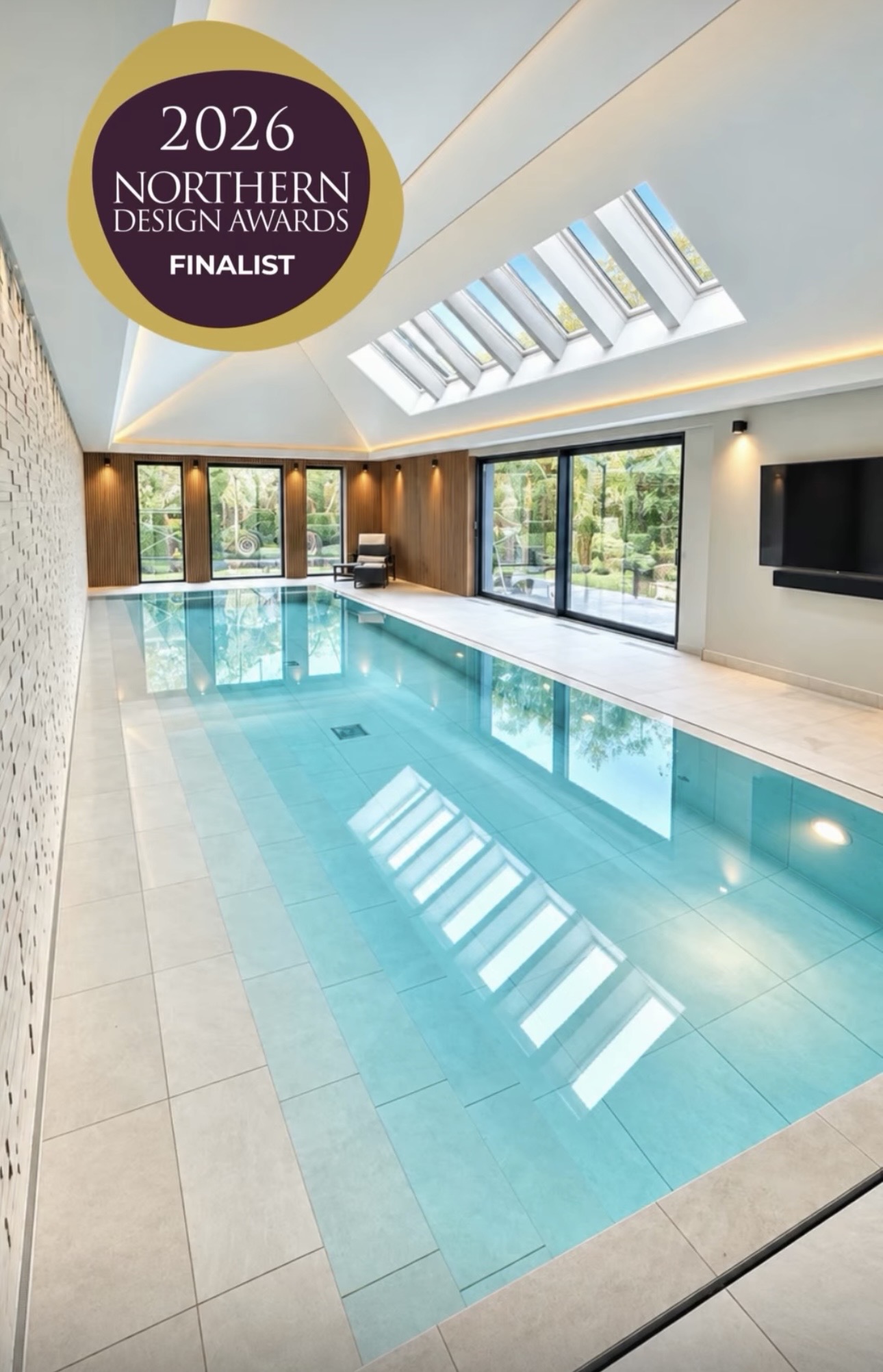 Award-shortlisted indoor swimming pool with roof lights by Crystal Leisure