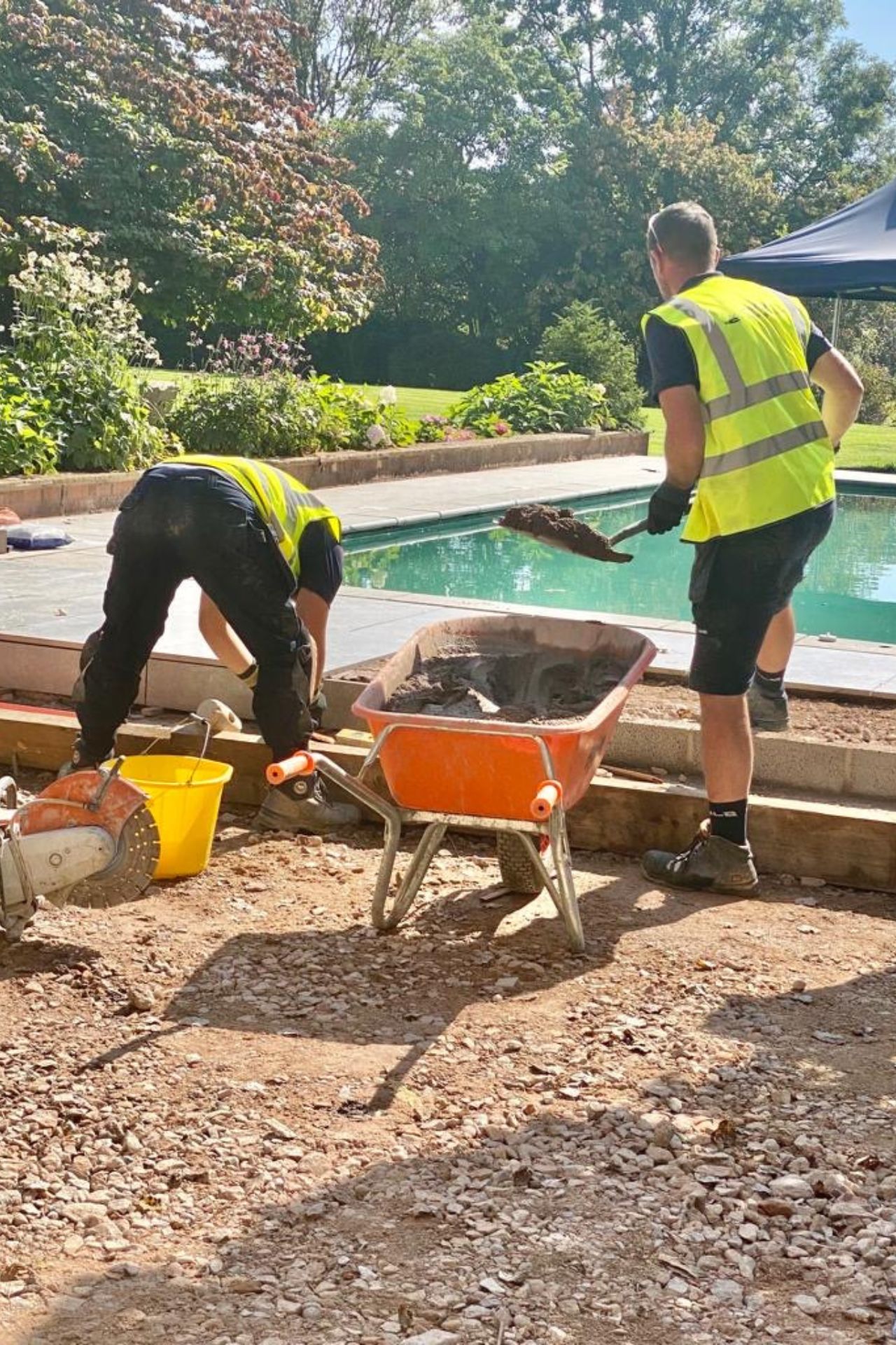Diggers carrying out groundworks for the swimming pool